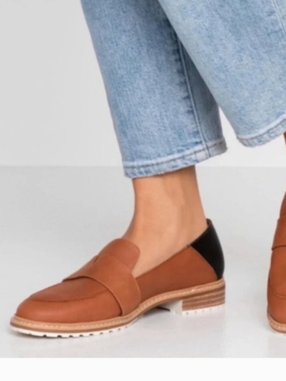 TOMS Mallory Hazel Loafers leather brown black women's 9.5